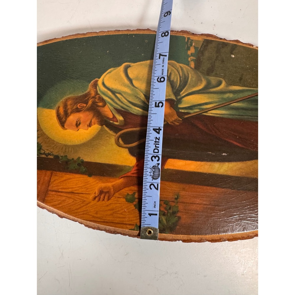 Christ Knocking Wood Slab Wall Art Religious Plaque Montana Decor Vintage - Picture 4 of 4